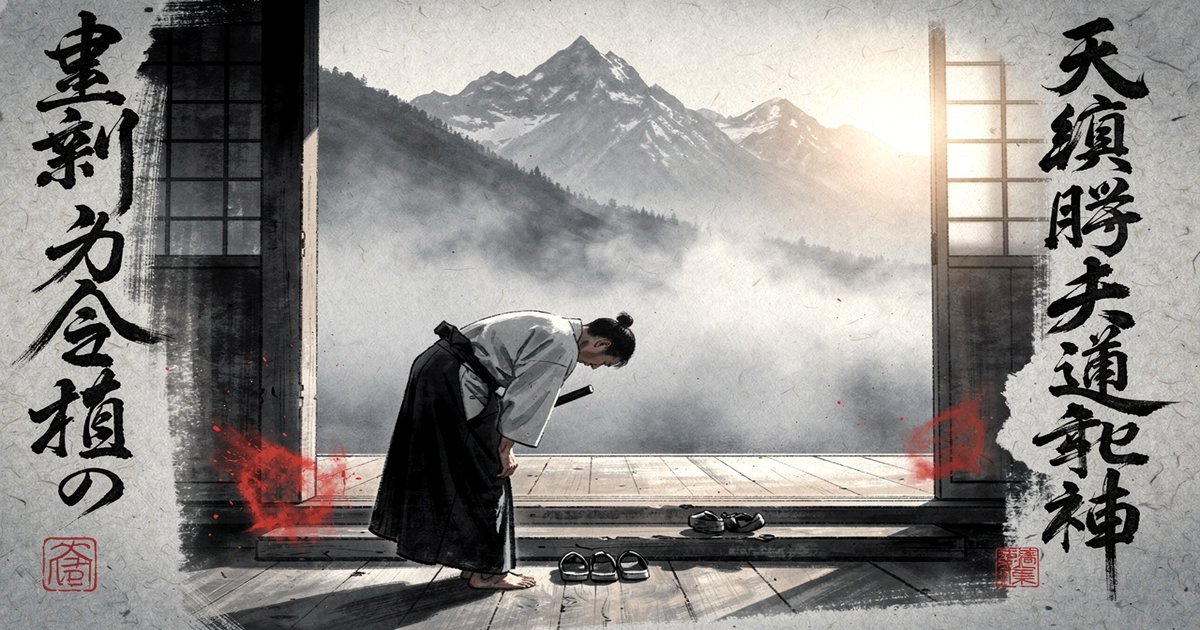 Reprendre les arts martiaux à la rentrée au dojo, salut à l'entrée, sumi-e