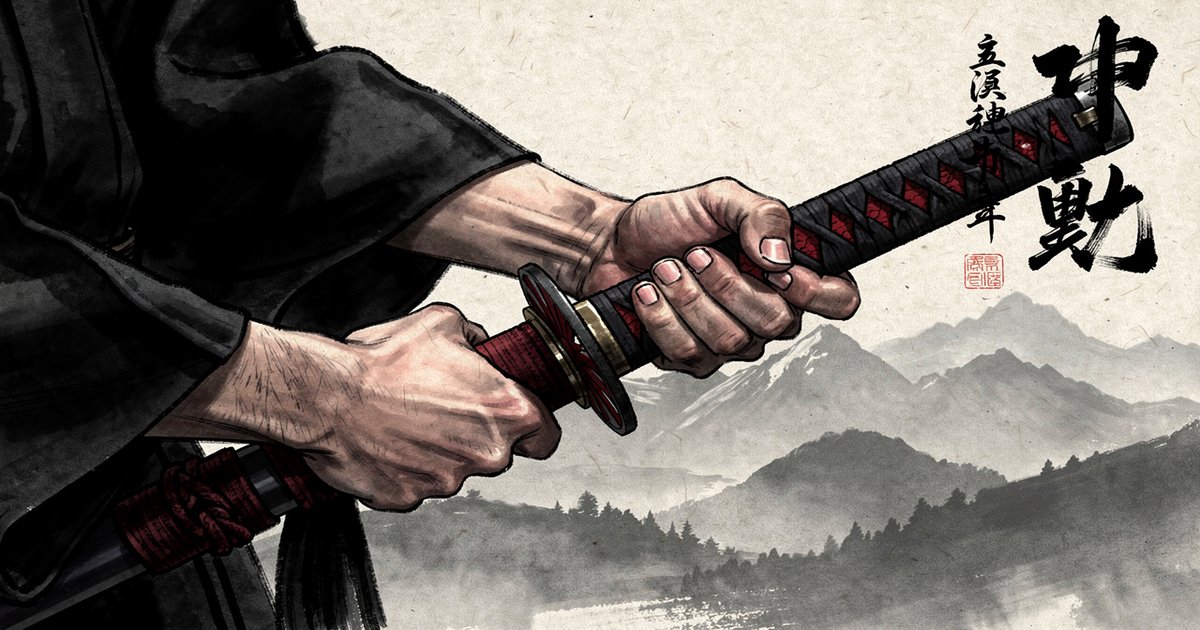 Tenouchi, la prise des mains sur le tsuka du sabre japonais en iaido, sumi-e